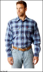 *SALE* ONLY (1) X-LARGE LEFT!!  Ariat FR Bighorn Snap Front Work Shirt - Powder Blue