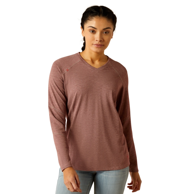 *SALE* LIMITED SIZES & QUANTITIES LEFT!!  Ariat Women's FR Primo Lightweight Dual Hazard V-Neck Base Layer L/S Shirt - Rose Taupe