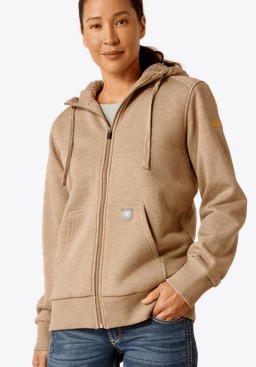 Ariat Women's Rebar All-Weather Sherpa Lined Full Zip Hoodie - Oatmeal Heather