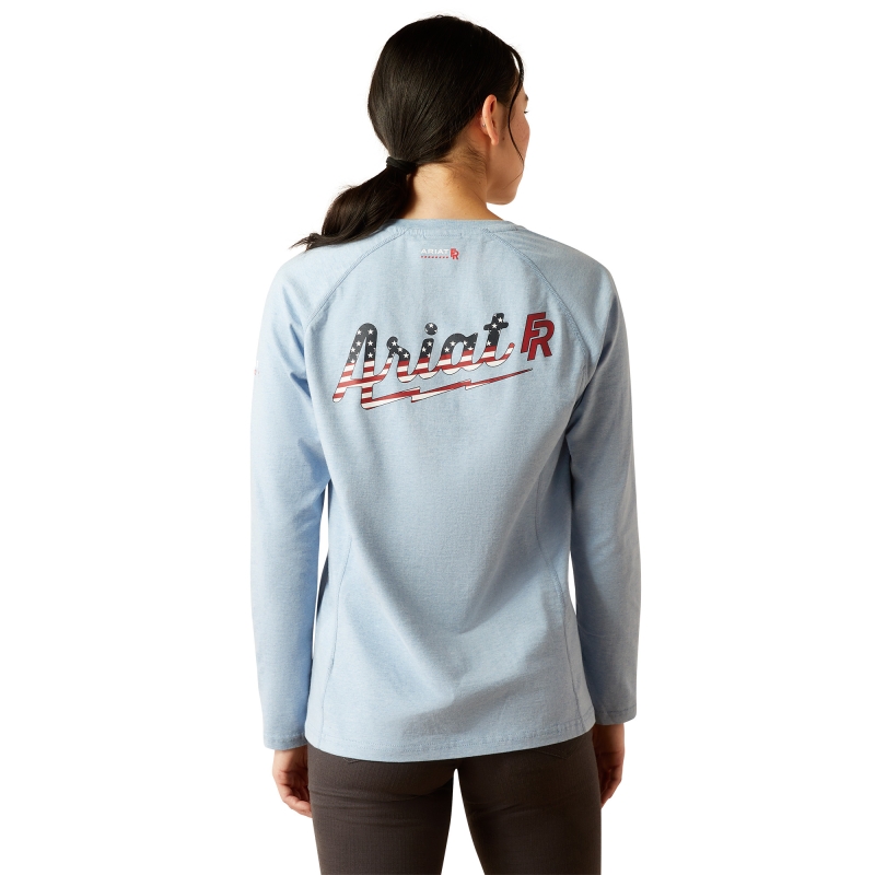 *SALE* LIMITED SIZES & QUANTITIES LEFT!!  Ariat Women's FR Air Bolt L/S Shirt - Colony Blue Heather