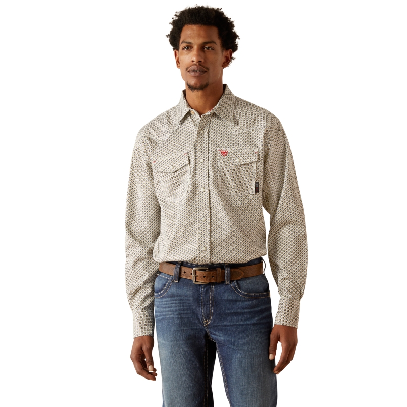 *SALE* LIMITED SIZES & QUANTITIES LEFT!!  Ariat FR Snap Front Venice Retro Fit L/S Work Shirt - White