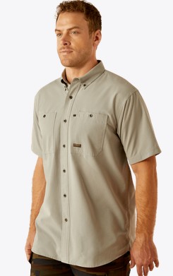 *SALE* ONLY ONE XLT & ONE 2XLT LEFT!! Ariat Rebar Made Tough 360 Airflow Button Front Pocket S/S Shirt - Wild Dove