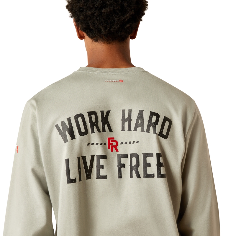 *SALE* LIMITED SIZES & QUANTITIES LEFT!!  Ariat FR Work Hard Live Free L/S Shirt - Wild Dove