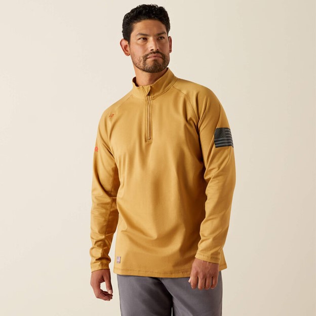 *SALE* LIMITED SIZES & QUANTITIES LEFT!!  Ariat FR Combat Stretch Patriot 1/4/ Zip L/S Shirt - Bistro