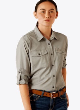 Ariat Women's Rebar Made Tough VentTEK DuraStretch Button Front L/S Work Shirt - Charcoal Heather