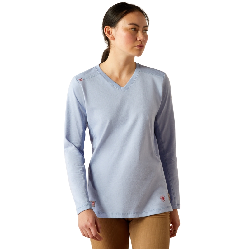 *SALE* LIMITED SIZES & QUANTITIES LEFT!!  Ariat Women's FR AC V-Neck L/S Shirt - Lavender Lustre