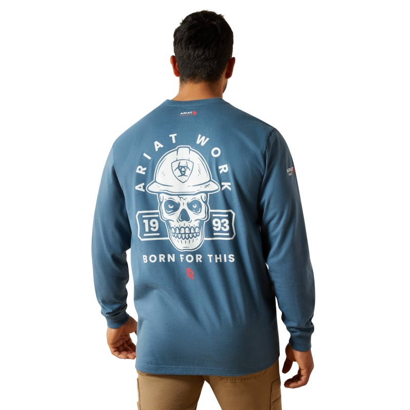 Ariat FR Hardhead Crewneck L/S Shirt - Orion Blue