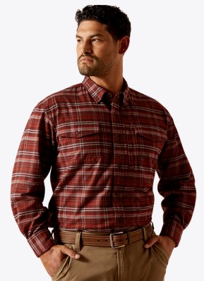 *SALE* ONLY 1 SIZE XL LEFT!! Ariat Rebar Flannel DuraStretch Button Front L/S Shirt - Bitter Chocolate