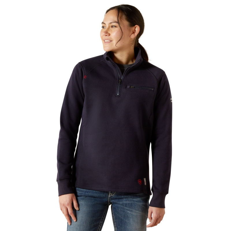 Ariat Women's FR Rev Quarter-Zip Sweatshirt - Navy