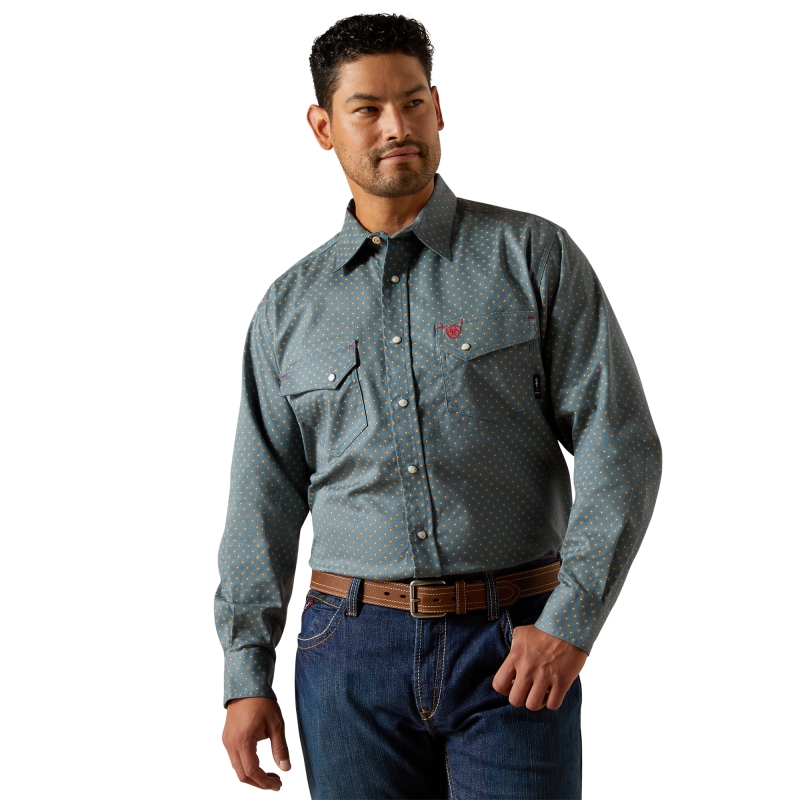 Ariat FR Scorcese Snap Front L/S Work Shirt - Orion Blue