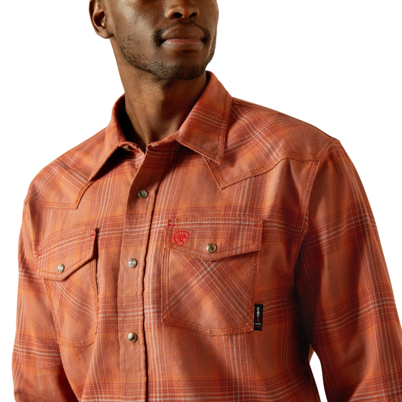 Ariat FR Wayne Retro Fit Snap Front L/S Work Shirt - Bitter Chocolate