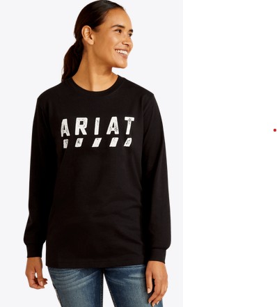 Ariat Women's Rebar Cotton Strong Logo L/S Shirt - Black