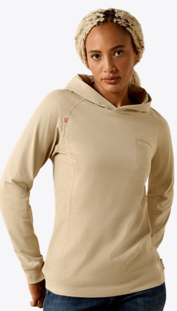 Ariat Women's FR Air Hooded Top - Sand Heather