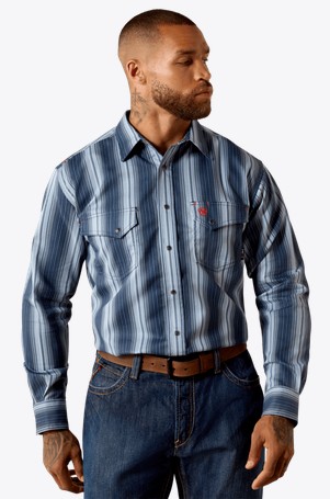 Ariat FR Carlton Snap Front L/S Work Shirt - Navy