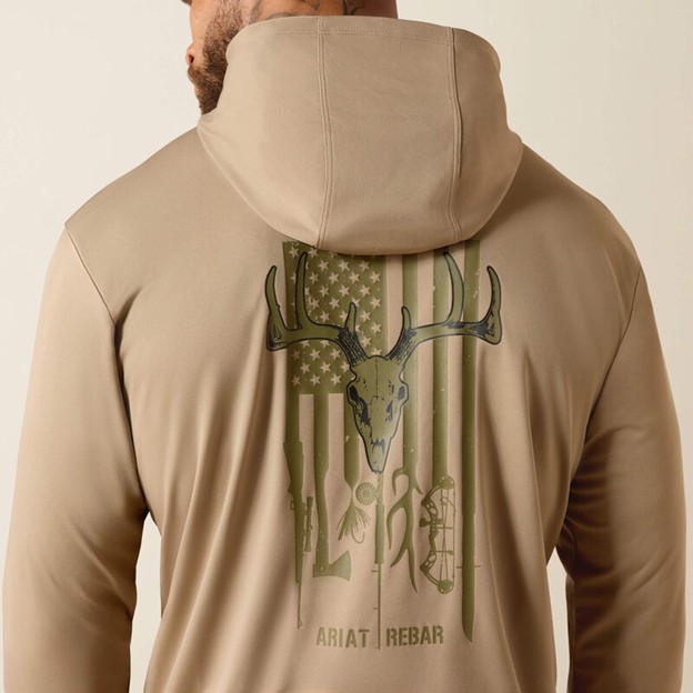Ariat Rebar Sunblocker Outdoor Hooded Classic Fit L/S Shirt - Greige