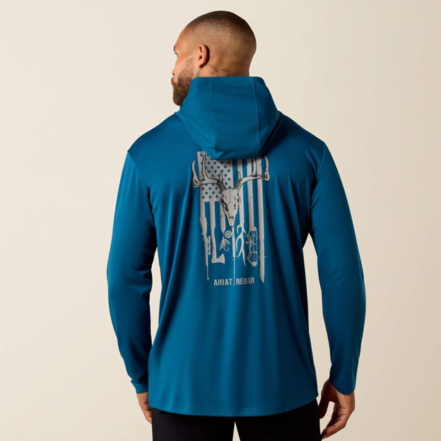 Ariat Rebar Sunblocker Outdoor Hooded Classic Fit L/S Shirt - Legion Blue