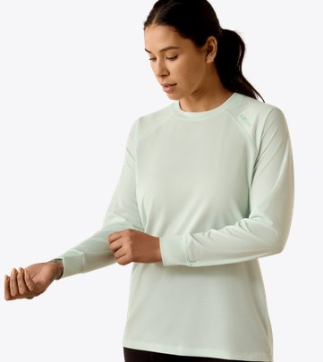 *SALE* LIMITED STOCK AND SIZES LEFT !! Ariat Women's Rebar Heat Fighter Essential L/S Shirt - Clearly Aqua
