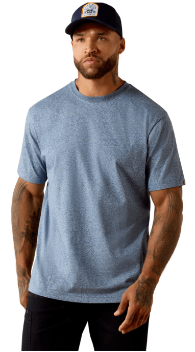 Ariat Rebar Cotton Strong Standard S/S Shirt - Baleen Blue Heather
