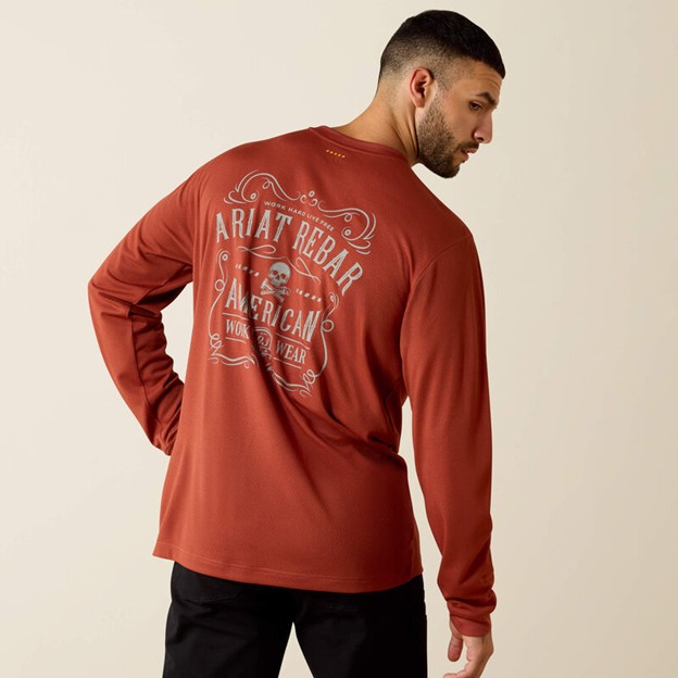 Ariat Rebar Heat Fighter Label L/S Shirt - Brandy Snifter
