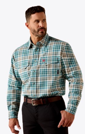 Ariat FR Cobb Snap Front L/S Work Shirt - Teal