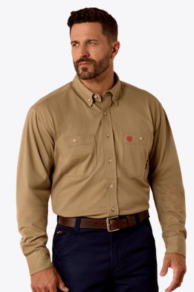 Ariat FR Airified Button Front L/S Work Shirt - Field Khaki