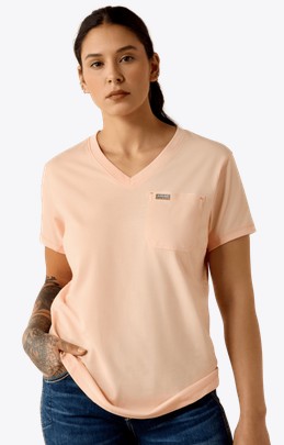 *SALE* ONLY M - L - XL LEFT!! Ariat Women's Rebar Workman Pocket S/S Shirt - Tropical Peach