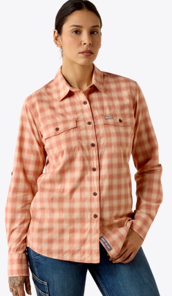 Ariat Women's Rebar Made Tough DuraStretch Button Front L/S Shirt - Langoustino