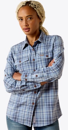 Ariat Women's Rebar Made Tough DuraStretch Button Front L/S Shirt - Coastal Fjord