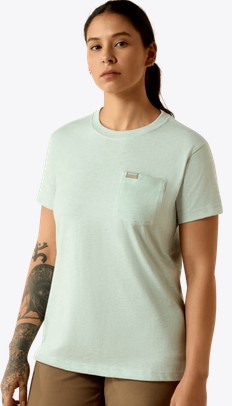 Ariat Women's Rebar Cotton Strong Space Dyed Pocket S/S Shirt - Clearly Aqua