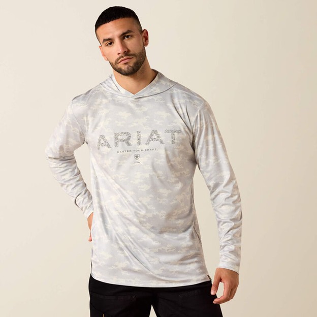Ariat Rebar Sunblocker Printed Craft Hooded L/S Shirt - Micro Chip