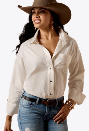 *SALE* LIMITED SIZES AND AVAILABILITY Ariat Women's Dazzle Button Front L/S Shirt - Cloud Dancer