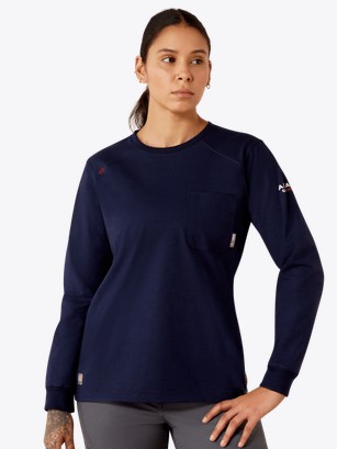 Ariat Women's FR Pima Stretch L/S Shirt - Navy