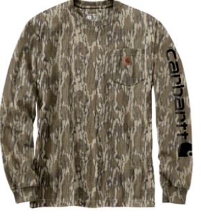 Carhartt Loose Fit Heavyweight Long-Sleeve Pocket Camo Logo Graphic L/S Shirt - Mossy Oak Bottomland Camo