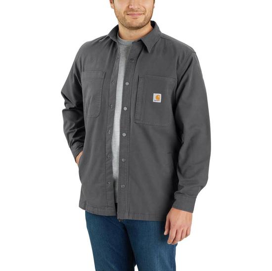 Carhartt Canvas Rugged Flex Relaxed Fit Fleece-Lined Snap-Front Shirt Jacket