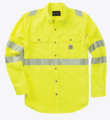 Carhartt FR HI-VIS FORCE® Twill Class 3 Button Front L/S Shirt - Hi-Vis Yellow