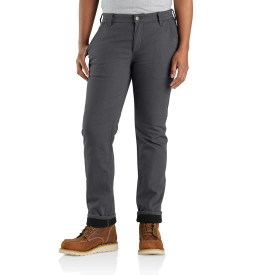 Women's Rugged FlexÂ® Relaxed Fit Canvas Fleece Lined Straight Leg Pant