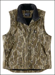Carhartt Rugged FlexÂ® Duck Loose Fit Sherpa-Lined Camo Mock Neck Vest - Mossy Oak Bottomland Camo