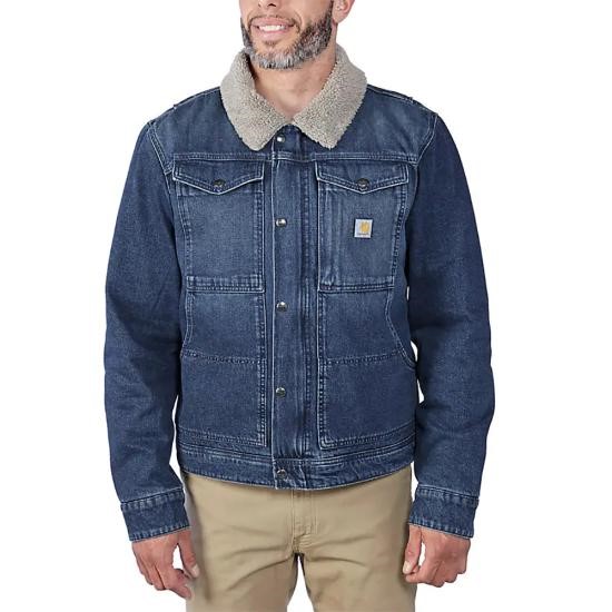 Carhartt New Relaxed Fit Denim Sherpa-Lined Jacket - Beech