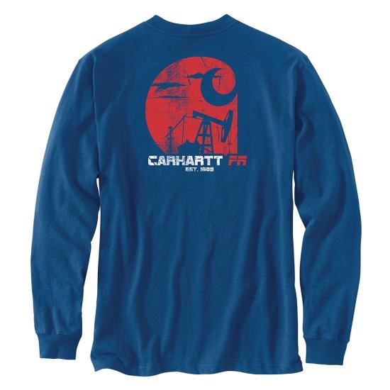 *SALE* LIMITED SIZES AND QUANTITIES LEFT!!  Carhartt Flame Resistant Force Loose Fit Lightweight Pocket Oil Rig Graphic - Lakeshore