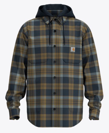 Carhartt Rugged Flex Relaxed Fit Flannel Fleece Lined Hooded Shirt Jac