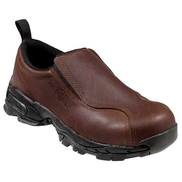Nautilus Women's Slip-On/ Steel Toe Shoe - Brown Leather