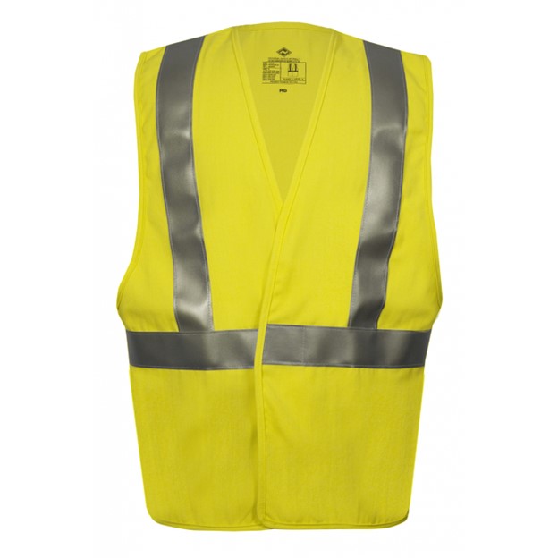 NSA DRIFIREÂ® FR HI-VIS Class 2 Dual Hazard Deluxe Velcro-Closure Safety Vest with Pockets - HI VIS Yellow