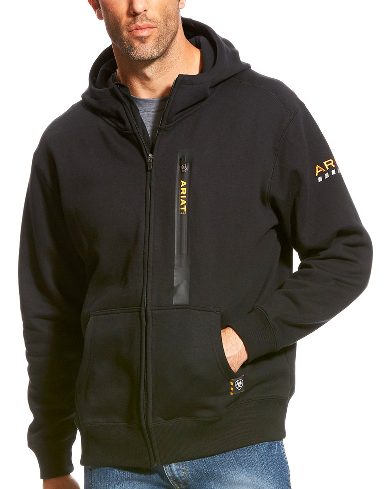 Ariat Rebar Workman Hooded Zip-Front Sweatshirt - Black