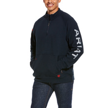 Ariat FR Primo Fleece Logo Quarter-Zip Sweatshirt - Navy