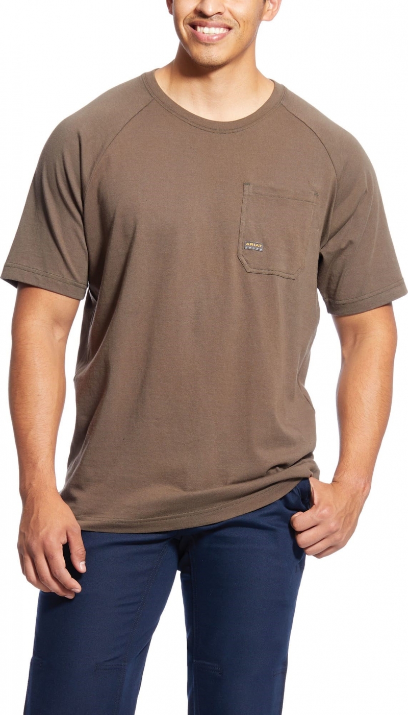 Ariat Rebar Cotton Strong Crewneck Pocket S/S Shirt - Moss
