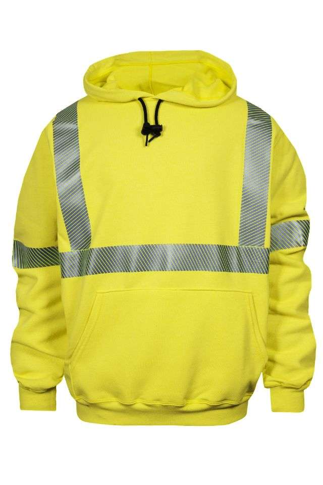 NSA DRIFIREÂ® FR HI-VIS Class 3 Heavyweight Hooded Pullover Sweatshirt - Hi-Vis Yellow