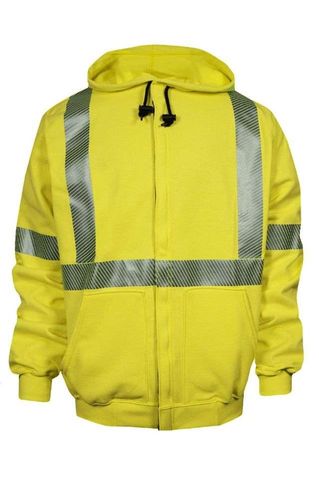 NSA DRIFIREÂ® FR HI-VIS Class 3 Heavyweight Hooded Zip-Front Sweatshirt - Hi-Vis Yellow