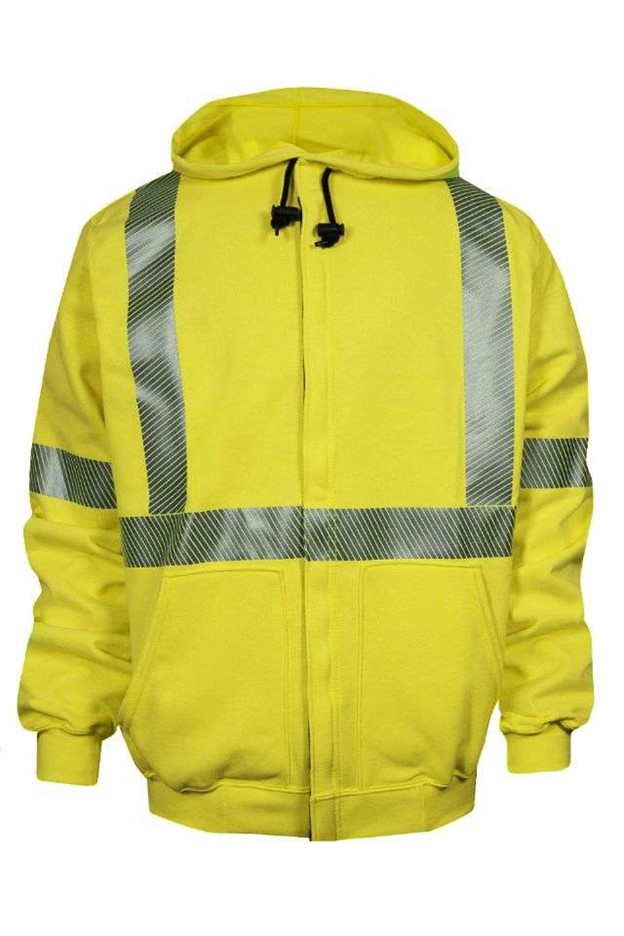 NSA DriFire FR HI-VIS Class 3 Heavyweight Zip Front Hooded Sweatshirt-Hi-Vis