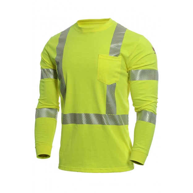 NSA DRIFIRE® STRONGKNIT™ FR HI-VIS Lightweight Class 3 L/S Pocket Crewneck  - Hi-Vis Yellow