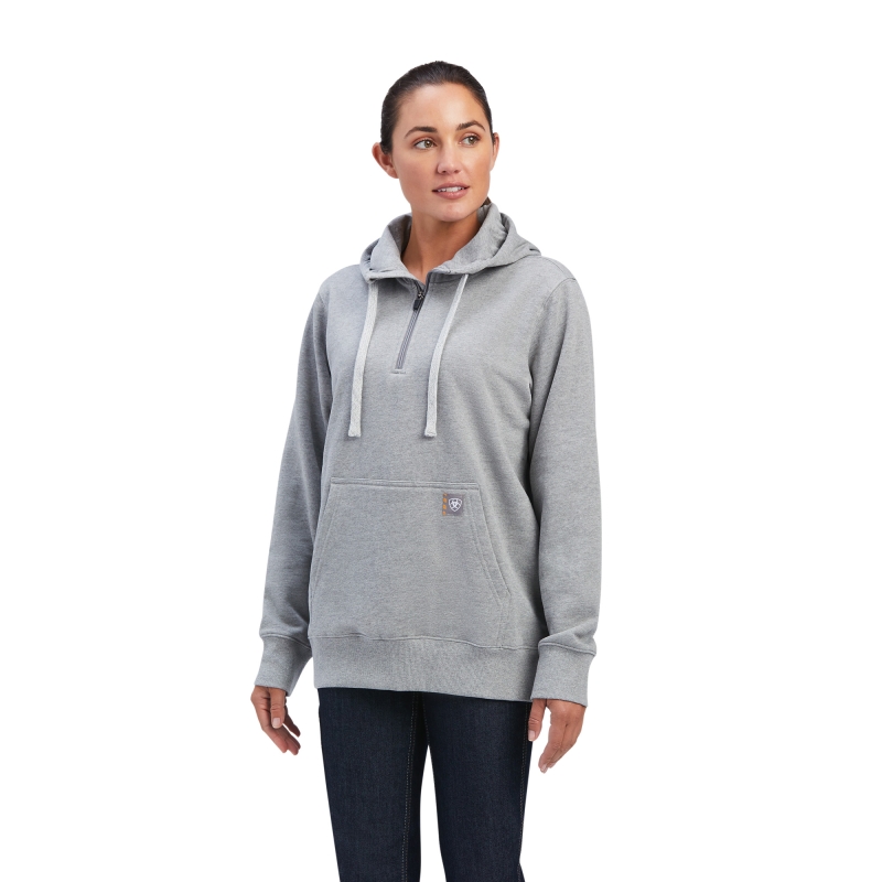 *SALE* LIMITED SIZES & QUANTITIES LEFT!!  Ariat Women's Rebar Skill Set 1/2 Zip Hoodie - Heather Grey